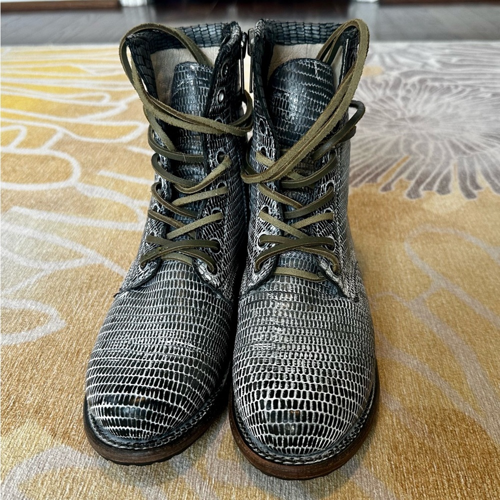 Freebird by Steven Textured Black and White Combat Boots